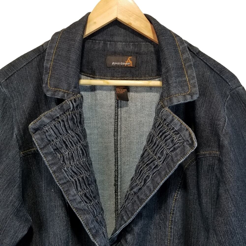 Ashley Stewart Jean Jacket Womens plus 14W Dark Denim - Picture 3 of 6